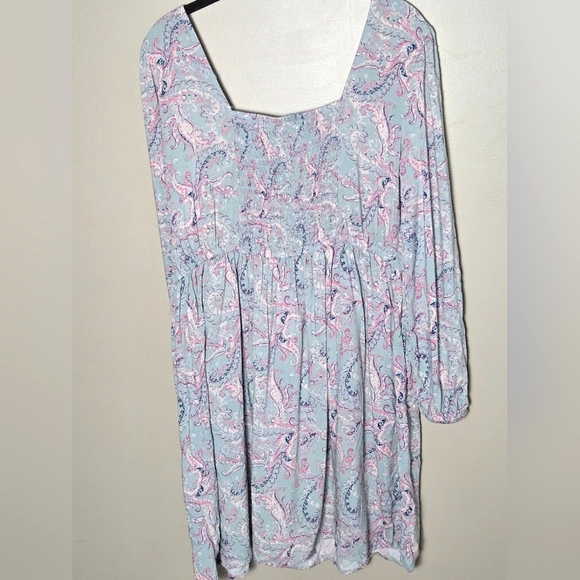 Mudd Boho Pastel Paisley Milkmaid Cottagecore Smocked Dress, Large - Picture 2 of 4